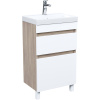 Тумба с раковиной IDDIS Zodiac 50 напольная, с ящиками, белая, ясень-шимо