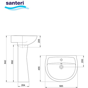 Раковина подвесная Santeri Версия 60 1.3111.5.S00.11B.0 белая