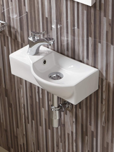 Раковина подвесная глянцевая белая 400х220х120 WeltWasser AISBACH 7940 GL-WT L (10000008686)