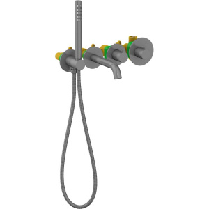 Термостатический смеситель Timo Saona 2324/18YSM С ВНУТРЕННЕЙ ЧАСТЬЮ, для ванны с душем, черное золото