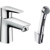 Смеситель для раковины Hansgrohe Talis E 71729000 с гигиеническим душем, с донным клапаном Push-Open