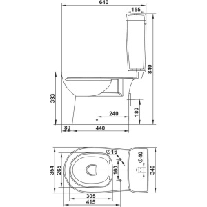Унитаз-компакт Керамин Альбано R Slim МСМЛ CDB00029613 безободковый, с микролифтом