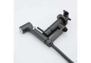 Набор с гигиеническим душем (смеситель + гигиеническая лейка + шланг + шланговое подсоединение с держателем) Aquatek AQ1819MB Ника, черный матовый