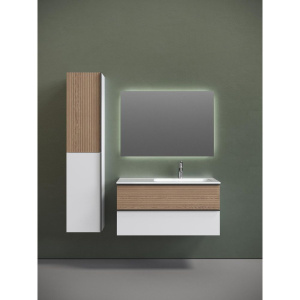 Тумба с раковиной Sancos Delta 100 R дуб светлый, белый