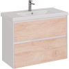 Тумба с раковиной Lemark Combi 100 дуб кантри, белая глянцевая