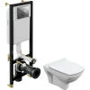 Комплект Унитаз подвесной Cersanit Carina XL Clean On DPL EO slim + Инсталляция Black S-IN-BLACK-Cg-w с кнопкой смыва, хром глянец