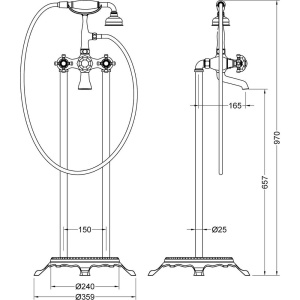 Напольный смеситель для ванны с душем Timo Nelson 1900/03Y-CR черный