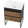 Тумба с раковиной STWORKI Гриндстед 60, дуб таксония, антрацит матовый