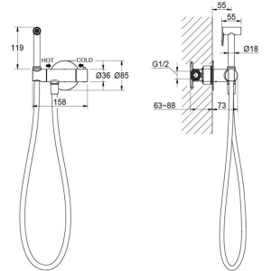 Купить Гигиенический душ со смесителем Aquatek Оберон AQ1027MB черный в Москве с доставкой Гигиенический душ со смесителем Aquatek Оберон AQ1027MB черный