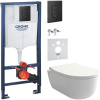 Комплект Унитаз подвесной BOCCHI V-Tondo 1416-001-0129 белый глянцевый + Крышка A0336-001 с микролифтом, глянцевая белая + Шумоизоляция Grohe + Инсталляция Solido 38811KF0 3 в 1 с кнопкой смыва