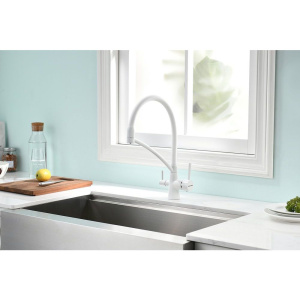 Смеситель для кухни Paulmark Siegen Si213111-431TW, белый матовый с гибким изливом