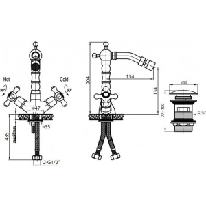 Купить Смеситель для биде Cezares Retro C BS2-01 в Москве с доставкой Смеситель для биде Cezares Retro C BS2-01
