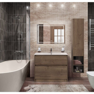 Купить Тумба с раковиной BelBagno Kraft 100 напольная, rovere tabacco, раковина BB1000ETL в Москве с доставкой Тумба с раковиной BelBagno Kraft 100 напольная, rovere tabacco, раковина BB1000ETL