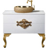 Тумба с раковиной Armadi Art NeoArt 100 белая с ручками золото, с ножками