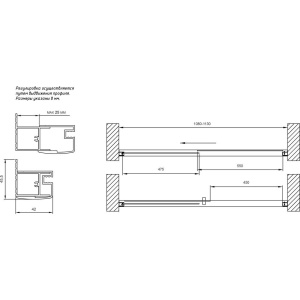 Душевая дверь в нишу Vegas Glass ZP Tur Novo 110 08 10 110 см, профиль глянцевый хром, стекло сатин