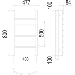 Полотенцесушитель водяной Terminus Классик П8 400x800 с боковым подключением 500