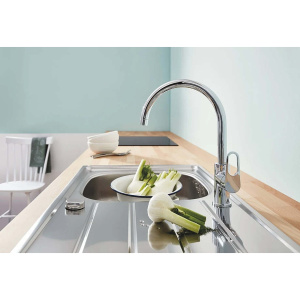 Смеситель для кухни GROHE BauFlow 31538001 с высоким C-образным изливом, хром