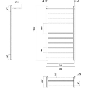 Полотенцесушитель водяной Domoterm Медея сп П10 50x100 хром
