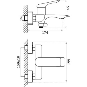 Смеситель для ванны с душем Haiba HB60816-3 пепельный