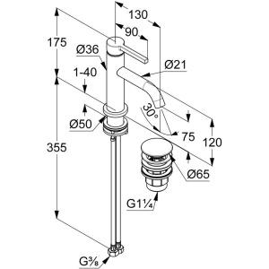 Купить Смеситель для раковины Kludi Nova Fonte Pura 202660515 хром, с донным клапаном в Москве с доставкой Смеситель для раковины Kludi Nova Fonte Pura 202660515 хром, с донным клапаном
