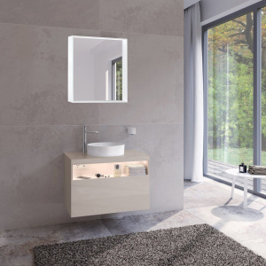 Тумба с раковиной Keuco Stageline 32864 80 см, с подсветкой, розеткой и точкой зарядки USB и USB-C, кашемир