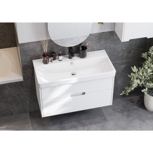 Купить Тумба с раковиной AQUATON Оливия 90 белая матовая в Москве с доставкой Тумба с раковиной AQUATON Оливия 90 белая матовая