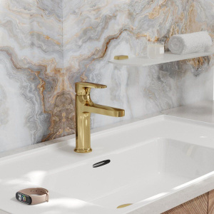 Смеситель для раковины Wasserkraft Neckar 2103 глянцевое золото PVD