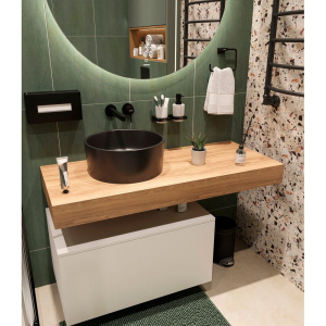 Мебель для ванной STWORKI Ольборг 120 столешница дуб французский, без отверстий, с тумбой 80