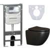 Комплект Унитаз подвесной Ceramicanova Metropol CN4002MB безободковый, с микролифтом + Инсталляция Envision CN1002CH + Кнопка Flat, хром