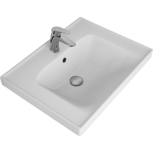 Тумба с раковиной Lemark Veon mini 60 белая глянцевая, 1 ящик