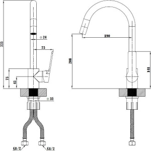 Смеситель для кухни ESKO Singapore Black SB 519