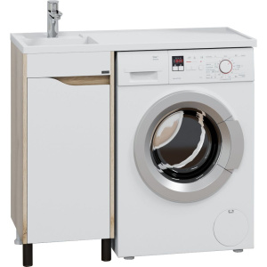 Купить Тумба с раковиной СаНта Сатурн 38 L под стиральную машину, напольная, 1 дверца, дуб австрийский в Москве с доставкой Тумба с раковиной СаНта Сатурн 38 L под стиральную машину, напольная, 1 дверца, дуб австрийский