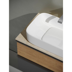 Купить Тумба с раковиной Sancos Delta 80 см, дуб красный, графит, столешница бежевая, раковина CN5021 в Москве с доставкой Тумба с раковиной Sancos Delta 80 см, дуб красный, графит, столешница бежевая, раковина CN5021