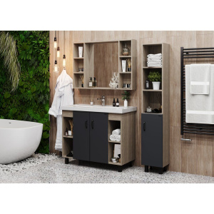 Мебель для ванной Onika Тимбер 100 серая матовая, дуб сонома