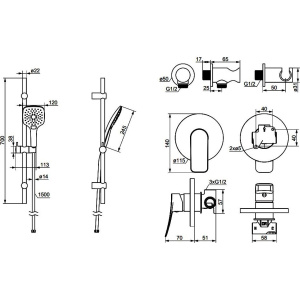 Душевой комплект Damixa Galaxy DXE7525010 С ВНУТРЕННЕЙ ЧАСТЬЮ