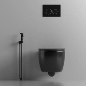 Купить Унитаз подвесной Ceruttispa Oglio Aria 9239 MB безободковый, с микролифтом, черный матовый в Москве с доставкой Унитаз подвесной Ceruttispa Oglio Aria 9239 MB безободковый, с микролифтом, черный матовый