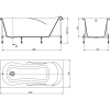 Акриловая ванна Roca Uno 160x75 см, с каркасом, со сливом-переливом