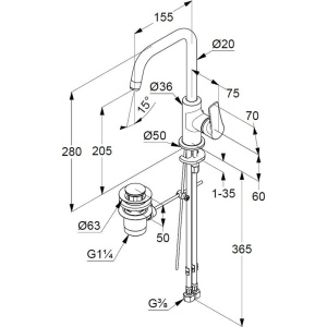 Смеситель для раковины Kludi Pure&Solid 340250575