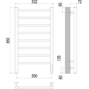 Купить Полотенцесушитель электрический Terminus Аврора П8 500*850 в Москве с доставкой Полотенцесушитель электрический Terminus Аврора П8 500*850