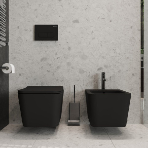 Унитаз подвесной Aqueduto Macio MAC0140 безободковый, с микролифтом, черный матовый