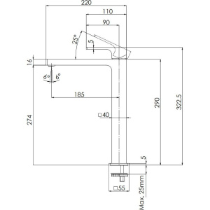 Смеситель для раковины Remer Absolute AU11LNO черный матовый