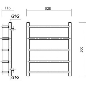 Полотенцесушитель электрический Domoterm Калипсо П5 50x50, хром, L