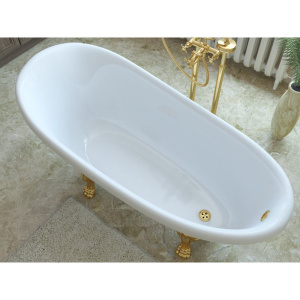 Ванна из искусственного камня Эстет Марсель ФР-00006516 170x80 см, отдельностоящая, овальная, с декоративными ножками, фурнитура белая