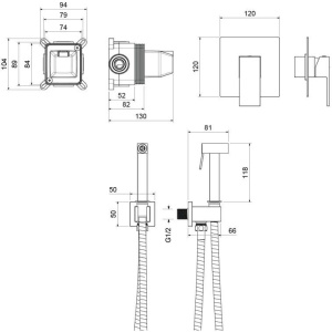 Гигиенический душ со смесителем Aquatek Либра AQ1619MB черный