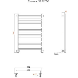 Полотенцесушитель водяной Тругор ЛЦ Богема НП 80x50