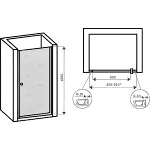 Душевая дверь в нишу Parly DE90 90x185, профиль хром, стекло прозрачное с рисунком