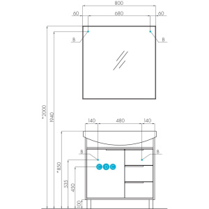 Зеркало AQUATON Рико 80