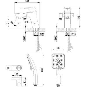 Смеситель на борт ванны Lemark Unit LM4515C