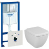 Комплект Унитаз подвесной VitrA Shift 7742B003-0075 белый глянцевый + Крышка 91-003-009 с микролифтом, петли хром + Инсталляция Grohe Rapid SL 38775001H 4 в 1 с кнопкой смыва и шумоизоляцией