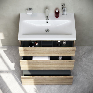 Тумба с раковиной AM.PM Gem S 75 напольная, светлый дуб